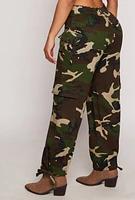 Womens Almost Famous Camo High Waisted Cargo Pants, Multi, Size S