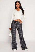 Womens Almost Famous Plaid Flare Pants,