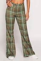 Womens Almost Famous Plaid Flare Pants, 7