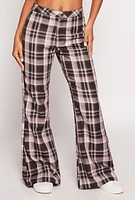 Womens Almost Famous Plaid Flare Pants, Multi,