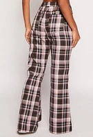 Womens Almost Famous Plaid Flare Pants, Multi,