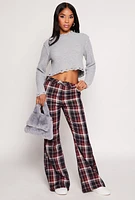 Womens Almost Famous Plaid Flare Pants, Multi,