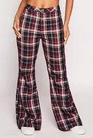 Womens Almost Famous Plaid Flare Pants, Multi,