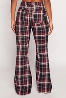 Womens Almost Famous Plaid Flare Pants, Multi,