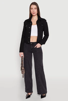 Womens Madden Girl Decorative Stitch Pintuck Wide Leg Jeans,