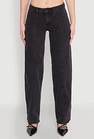 Womens Madden Girl Decorative Stitch Pintuck Wide Leg Jeans, Black, Size 0
