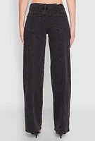 Womens Madden Girl Decorative Stitch Pintuck Wide Leg Jeans,
