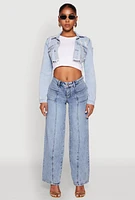 Womens Madden Girl Decorative Stitch Pintuck Wide Leg Jeans, Blue, Size 11