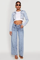 Womens Madden Girl Decorative Stitch Pintuck Wide Leg Jeans, Blue, Size 11