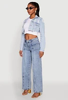Womens Madden Girl Decorative Stitch Pintuck Wide Leg Jeans, Blue, Size 11