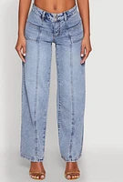 Womens Madden Girl Decorative Stitch Pintuck Wide Leg Jeans, Blue, Size 11