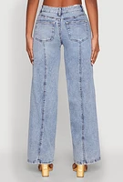 Womens Madden Girl Decorative Stitch Pintuck Wide Leg Jeans, Blue, Size 11