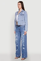Womens Madden Girl Distressed Straight Leg Jeans, Blue,