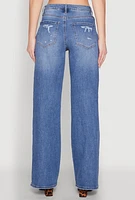 Womens Madden Girl Distressed Straight Leg Jeans, Blue,