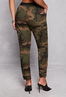 Womens Almost Famous Belted Cargo Joggers, Green, Size M