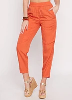 Womens High Waist Pull On Cargo Pants, Orange, Size S