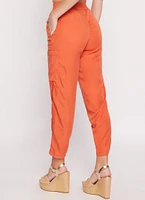 Womens High Waist Pull On Cargo Pants, Orange, Size XS