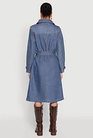 Womens Denim Trench Coat, Blue, Size S