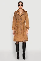 Womens Denim Trench Coat, Orange,