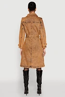 Womens Denim Trench Coat, Orange, Size S