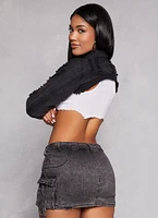 Womens Distressed Bolero Jean Jacket,