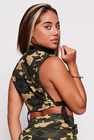 Womens Pocket Detail Zip Front Vest, Green, Size L