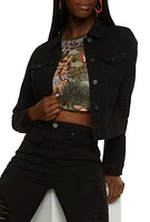 Womens WAX Long Sleeve Denim Jacket, Black, Size S