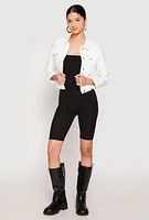 Womens WAX Long Sleeve Denim Jacket, White, Size M