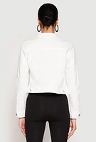 Womens WAX Long Sleeve Denim Jacket, White, Size M
