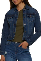 Womens WAX Long Sleeve Denim Jacket,