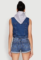 Womens WAX Hooded Denim Vest, Blue, Size S