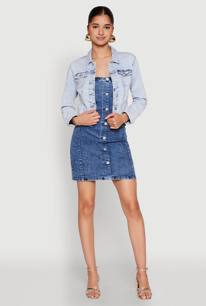 Womens WAX Mineral Wash Jean Jacket, Blue, Size M