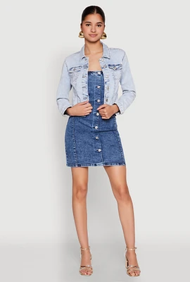 Womens WAX Mineral Wash Jean Jacket, Blue, Size M