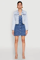 Womens WAX Mineral Wash Jean Jacket, Blue, Size M