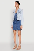 Womens WAX Mineral Wash Jean Jacket, Blue, Size M