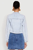 Womens WAX Mineral Wash Jean Jacket, Blue, Size M