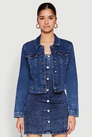 Womens WAX Mineral Wash Jean Jacket, Blue,
