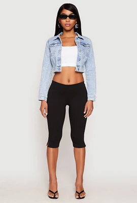 Womens WAX Mineral Wash Cropped Denim Jacket, Blue,