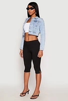 Womens WAX Mineral Wash Cropped Denim Jacket, Blue,