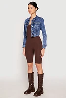 Womens WAX Mineral Wash Cropped Denim Jacket, Blue,