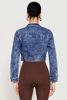 Womens WAX Mineral Wash Cropped Denim Jacket, Blue,