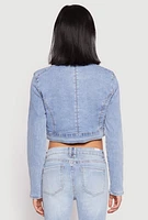 Womens Almost Famous Denim Moto Cropped Jacket,