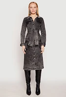 Womens Spoon Jeans Tie Front Acid Wash Denim Dress, Black, Size M