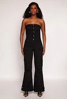 Womens Daisy Denim Cargo Pocket Jumpsuit,