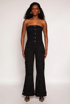 Womens Daisy Denim Cargo Pocket Jumpsuit, S