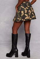 Womens High Waist Mini Pleated Skirt, Green,