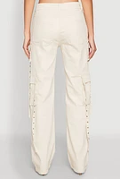 Womens Mineral Wash Pintuck Cargo Jeans,