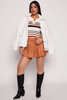 Womens Sherpa Teddy Shacket, White, Size M