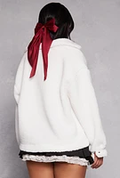 Womens Sherpa Teddy Shacket, White, Size S