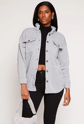 Womens Sherpa Lined Shacket, Grey, Size M